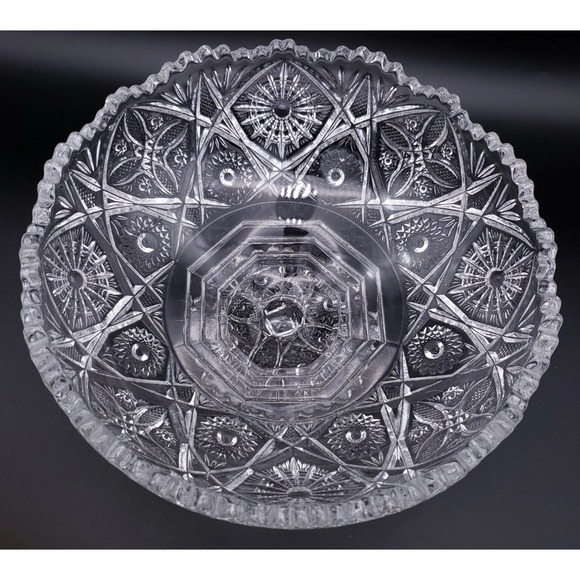 Vintage Imperial Glass Company
"Fancy Flowers" pattern #737 clear footed bowl - Picture 8 of 14